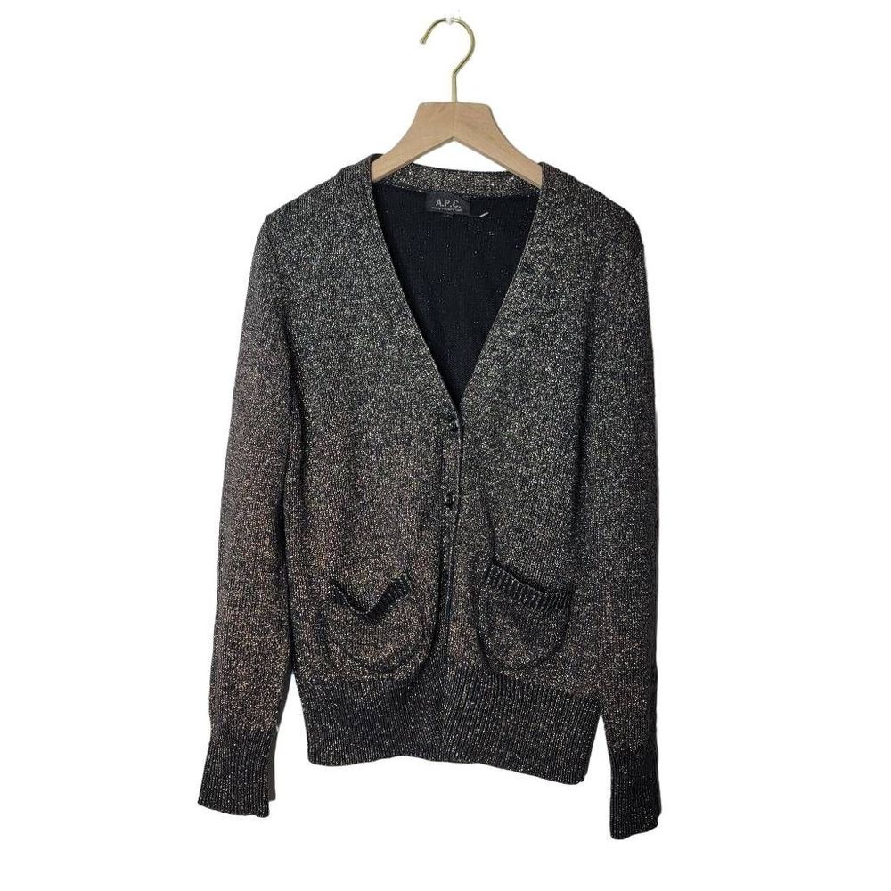 A.P.C. Metallic Thread Shimmer Button Front Cardigan Sz Small